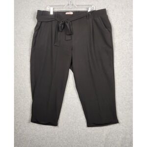 Philosophy Pants Womens 2X Black Tie Waist Stretch Ankle Career Trousers Pockets